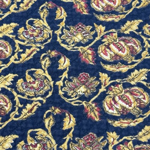 Navy Gold Elegant Baroque Scalloped Quilted Placemats Reversible Lot 4 - Picture 4 of 5