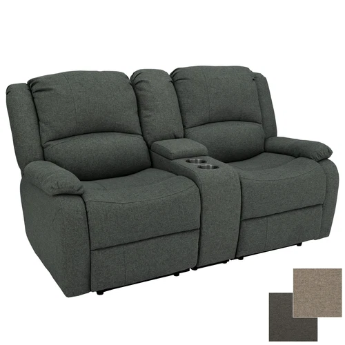 Charles 67" Cloth Double RV Wall Hugger Recliner Sofa Couch With Console Fossil