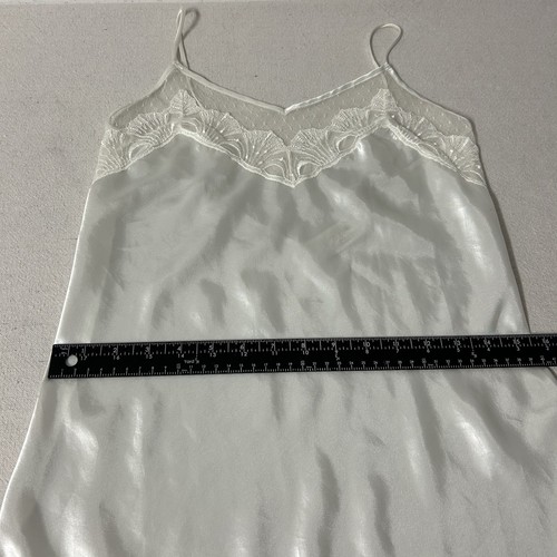 Vintage Victoria's Secret Nachthemd Damen M weiß Satin Spitzenbesatz Dessous Braut - Bild 9 von 11