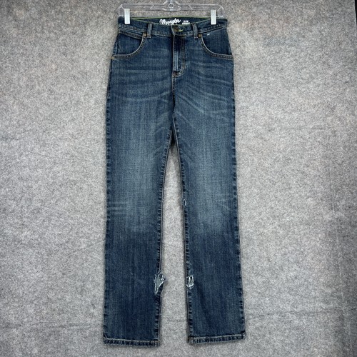 Wrangler Retro Jeans Youth 16 Reg Blue Slim Straight Distressed Denim Western - Picture 1 of 14