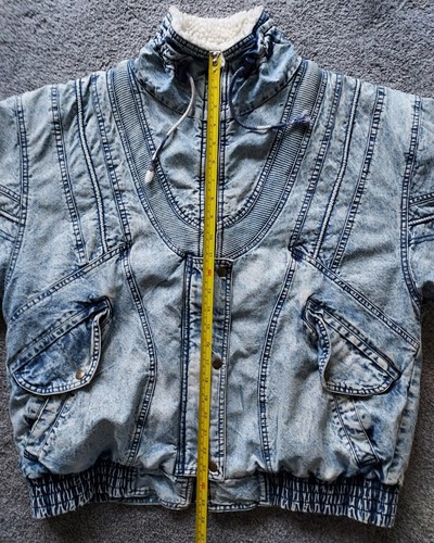 Vintage British Mist Cotton Acid Washed Jean Jacket 80's Womens Sz Large - Picture 16 of 24