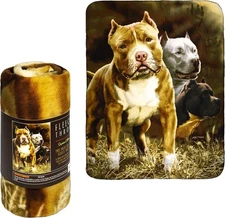 JPI Fleece Throw Microfiber, Signature Pitbull Brown 50'' X 60'' 