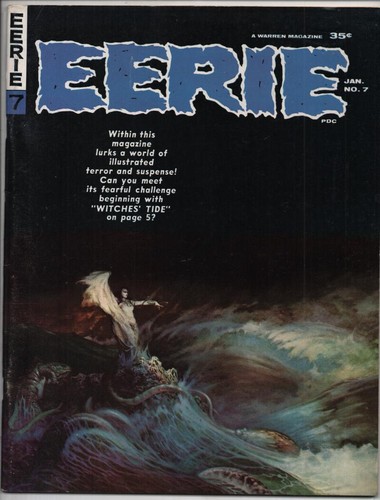 EERIE #7, VF+, Warren, Frank Frazetta Ditko Wally Wood 1965 1966 Magazine