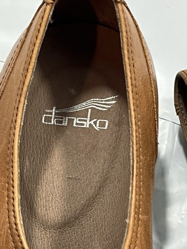 DANSKO Brown Leather Loafers Sz 42 Livie Wingtip Oxford Burnished Nappa Slip On - Picture 5 of 12