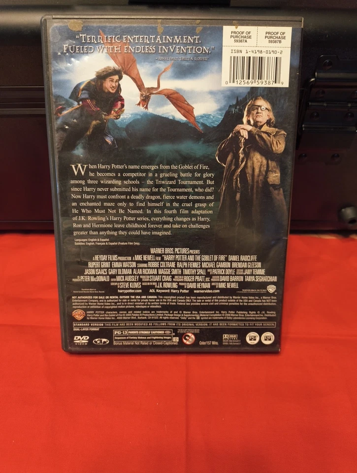 Harry Potter and the Goblet of Fire Full Screen Dvd Wizard Good Working Conditio - Image 2 of 3