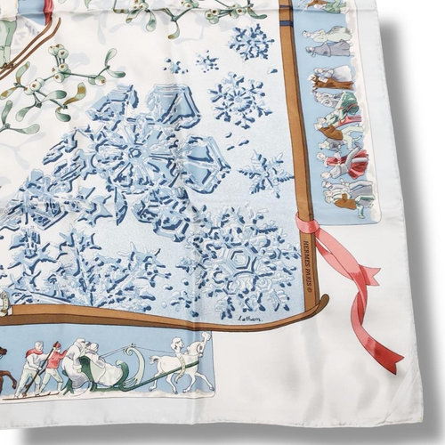 HERMES Scarf Carr 90 Last Year s Snow Vintage Good Condition from JAPAN - Picture 5 of 10