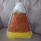 Fall Candy Corn Farmhouse Country Accent Pillow/ Orange, Yellow & White Fabric 