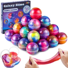 Slime Party Favors, 24 Pack Galaxy Slime Ball - Stretchy, Non-Sticky, Mess-Free,