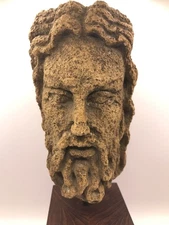 Nettle Creek Gallery Classics Stone Greco Roman Style Bearded Man on Wood Base