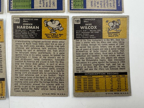 Lote de 12 tarjetas 1970-1973 SF 49ers Dave Wilcox Gene Washington Ken Willard - Imagen 13 de 13