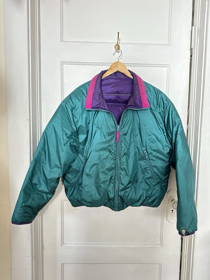 WoolRich вниз винтажный пуховик Sigmet Gear лыж пальто двусторонний сливы бирюзовый XL - Изображение 3 из 4