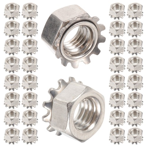 50 Pezzi Dadi Filettati Nf Bloccaggio Inox Denti Esterni Rondelle Stella - Foto 9 di 12