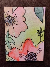 ACEO Original Flower #2 Mixed Media Painting Art Card