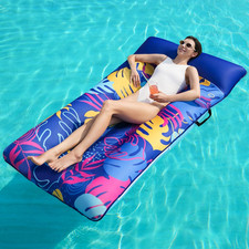 Inflatable Pool Floats Lounger - XL Fabric Covered Pool Mat Floaties for Adults,
