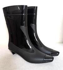 Jeffrey Campbell Drench Kitten-Heel Rain Booties Women's 7 Black Waterproof