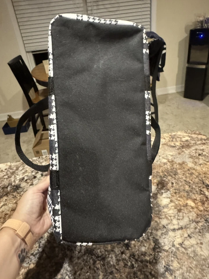 Сумка с короткими ручками Thirty-One Tiny Utility черно-белая клетчатая  - Изображение 3 из 4