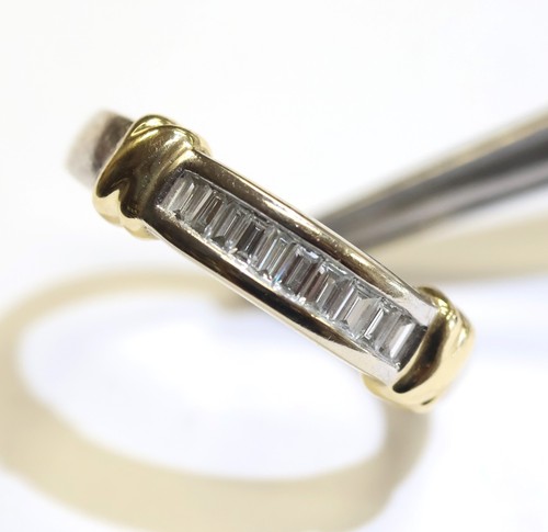 14k white yellow gold .23ct Baguette diamond wedding band RING anniversary 4.3g - Picture 7 of 8