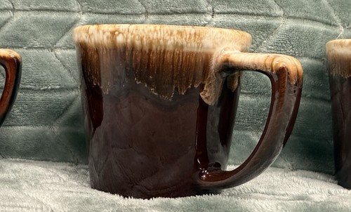 Vintage Set Of 4 MCCOY USA Brown Drip Glaze Pottery Mugs #1 - Picture 2 of 14