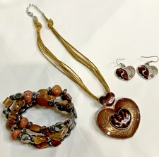 Jewelry Set Necklace Earrings + Bracelet Purchased in a Paris Market Excellent!