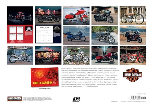 2026 HARLEY-DAVIDSON MOTORCYCLES DELUXE WALL CALENDAR Bagger Softail Classic USA - Picture 6 of 7