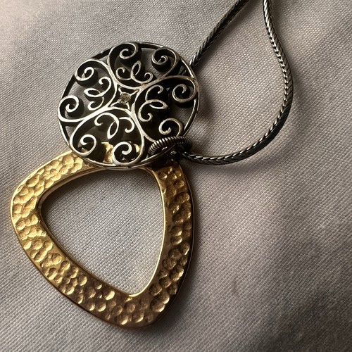 BRIGHTON gehämmerter Kristall Wende Halskette Gold & Silber Anhänger 18”-20” - Bild 5 von 11