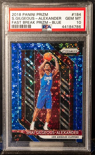 SHAI GILGEOUS-ALEXANDER 2018 Panini Prizm 184 Blue Fast Break RC 65/175 PSA 10