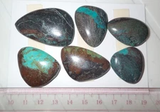 Turquoise Stone Flat Free Form Cabochon 210.5 Carat 6 pieces 42.1 gram Lot A