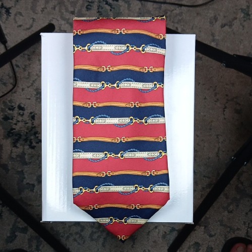 Elegante corbata de seda a rayas rojas y azules para hombre Paolo Gucci - Imagen 6 de 7