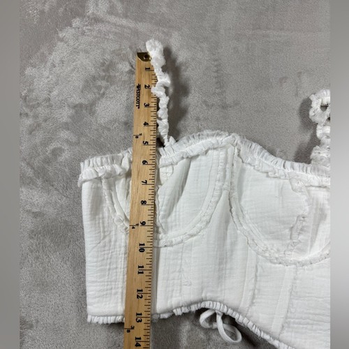 NWT Camila Coelho Ulli White Gauzy Cropped Corset Cotton Blouse Top Size Small - Picture 7 of 16