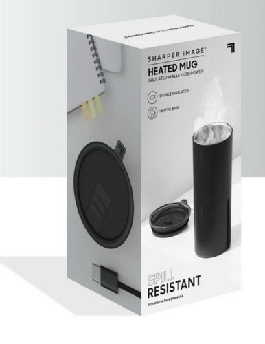 SHARPER IMAGE HEATED MUG Insulated Walls / USB Power 14oz - Picture 2 of 2