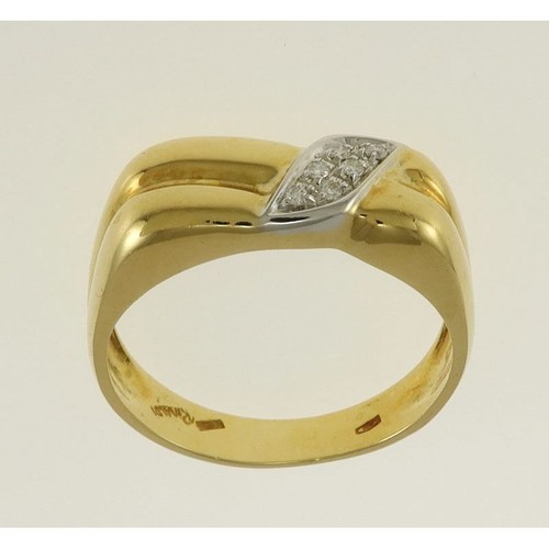 Anello Uomo con Diamanti Pt 6 H-VS - Oro giallo e bianco 18 Kt - Imagen 3 de 4