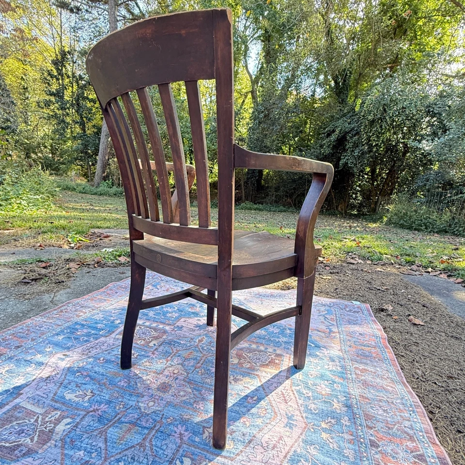 Sillón vintage de madera maciza Baylis equipo de oficina banqueros biblioteca Foto 4 de 4
