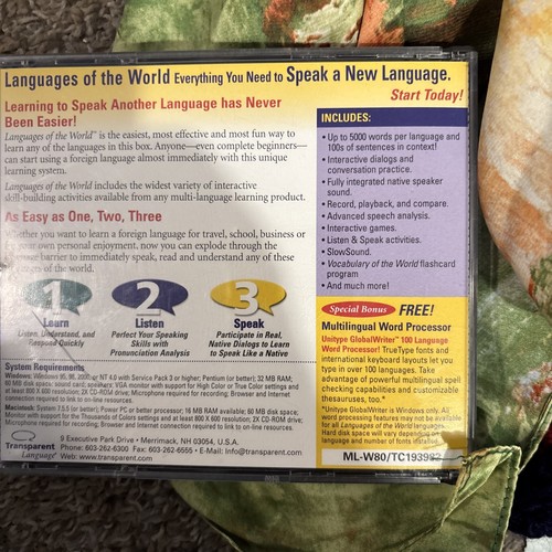 101 LANGUAGES OF THE WORLD WINDOWS / MACINTOSH CD-ROM - TRANSPARENT LANGUAGE A* - Picture 2 of 4