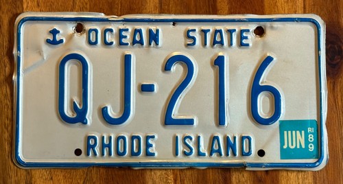 Rhode Island License Plates Blue Border Anchor QJ-216 Matching Set 1989 Stickers - Picture 5 of 5