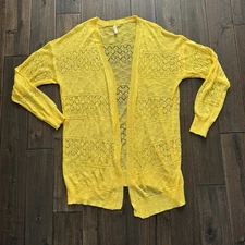 GRECERELLE Yellow Open Knit Cardigan Sweater 2XL
