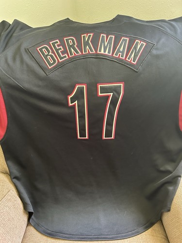 VTG 2000s MLB HOUSTON ASTROS LANCE BERKMAN NIKE BASEBALL JERSEY XL BLACK RED - Picture 7 of 8