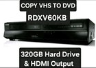 Toshiba RDXV60 Copy VHS to DVD Recorder HDMI 320GB Hard Drive Remote & Guide
