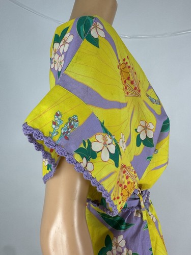 Farm Rio Purple/Yellow Flower Print Belted V-Neck Short Sleeves Romper, Size S - Picture 11 of 21