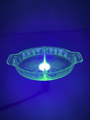 Jeannette Glass FLORAL Poinsettia Green Oval 2-Part Relish Dish - Picture 1 of 12