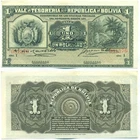 BOLIVIA VALE TESORERO NOTE 1 BOLIVIANO 1902 SERIAL I P 92 UNC