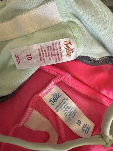 Lot Of 2 Justice Mermaid Logo Adjustable Straps One Piece Swimsuit Size 10 - Picture 6 of 6
