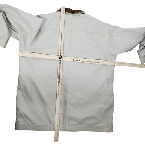 LL Bean Barn Coat Mens XL Canvas Chore Jacket Tan Brown Corduroy Collar VINTAGE - Picture 16 of 17