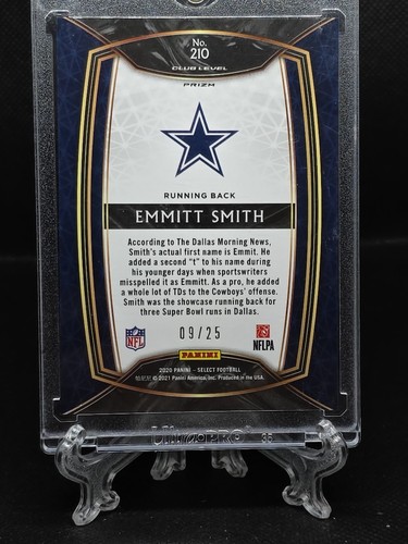 2020 Panini Select EMMITT SMITH Club Level Tie-Dye Prizm #210 COWBOYS #'d/25 - Foto 7 di 9