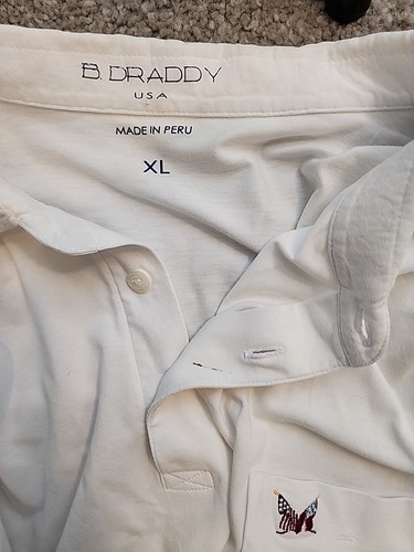 B. Draddy USA Golf Polo Shirt Mens XL Pima Cotton Stretch White Short Sleeve - Picture 7 of 16