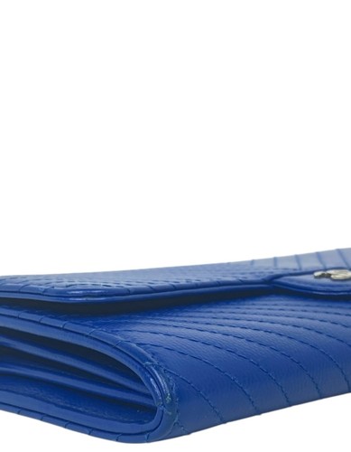 Chanel Blue Chevron Quilted Caviar Leather CC Classic Long Flap Wallet - Picture 4 of 10
