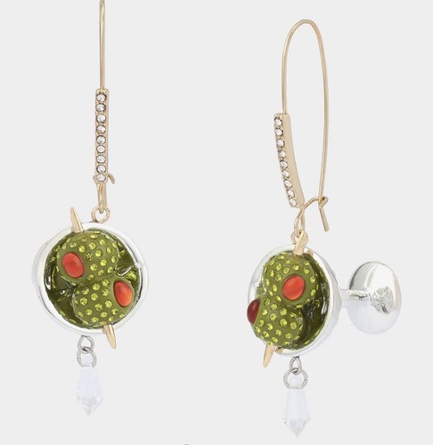 Authentic Betsey Johnson Earrings - Martini With Olives & Crystal Teardrop, NWT - Picture 17 of 17