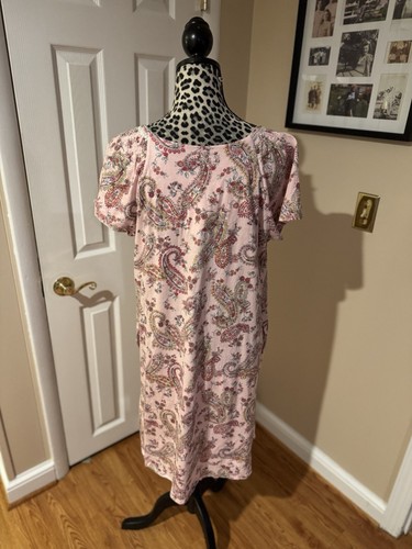 Aria Collection nightgown pink paisley 100% cotton size medium - Picture 2 of 9