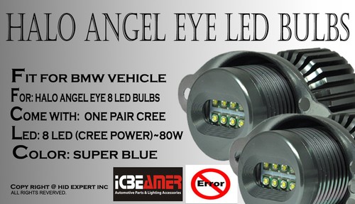 For BMW E90 E91 LCI 2009-2012 Blue LED Angel Eyes Halo Ring Light Bulbs (2x) - Picture 2 of 4