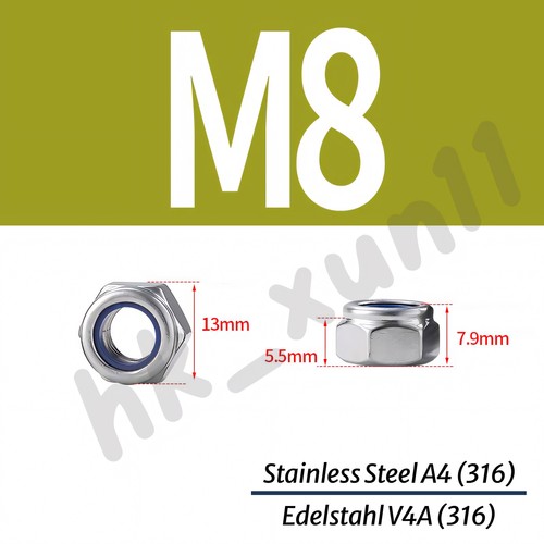Selbstsichernde Muttern Edelstahl DIN 985 Sechskant M2-M30 V2A / V4A Stopmuttern - Picture 31 of 37