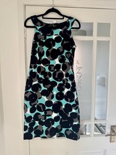 Mercer & Madison Teal Grey Circular Print Sleeveless Dress Cotton Size 8 VGC